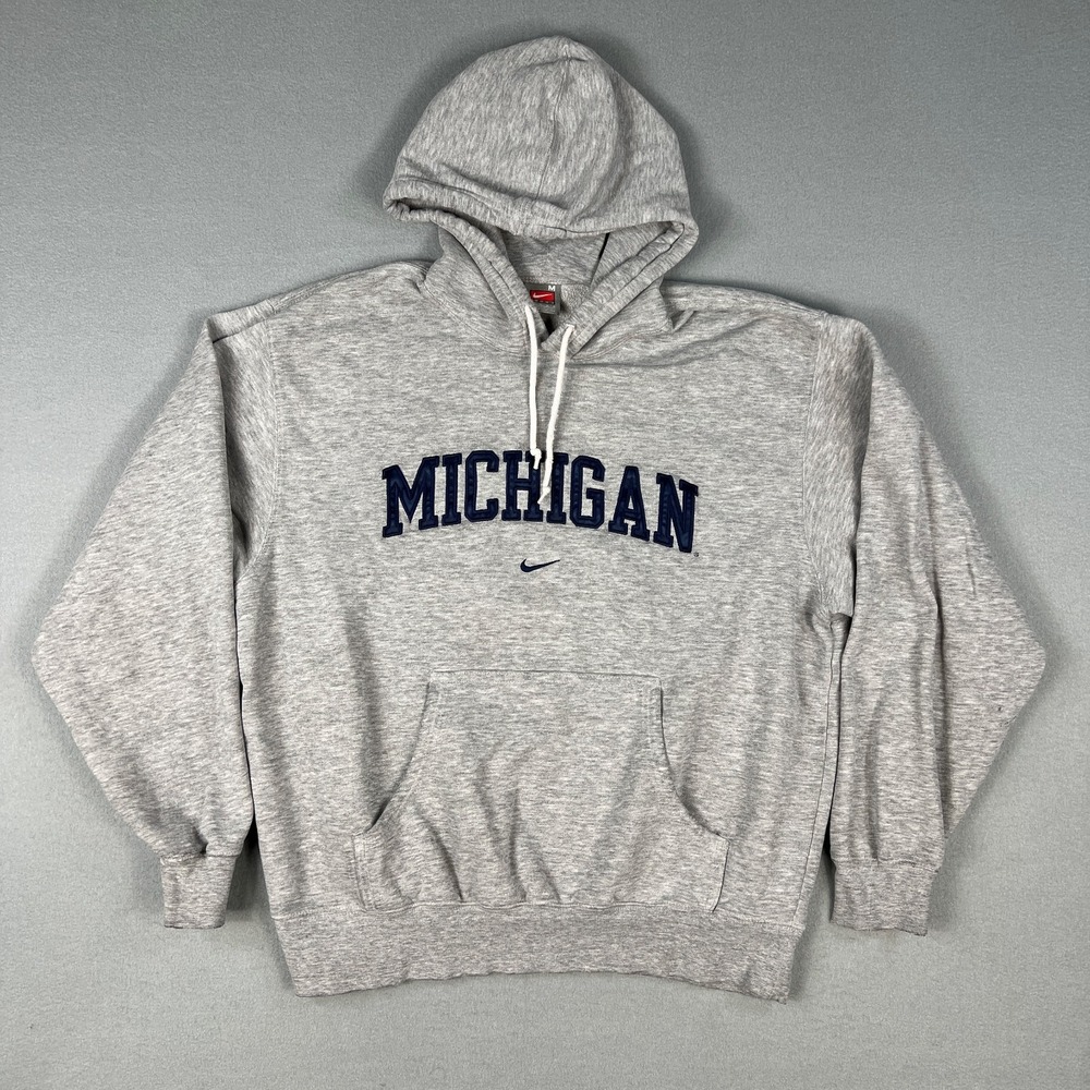 Nike Gray Hoodie with Navy Michigan Logo